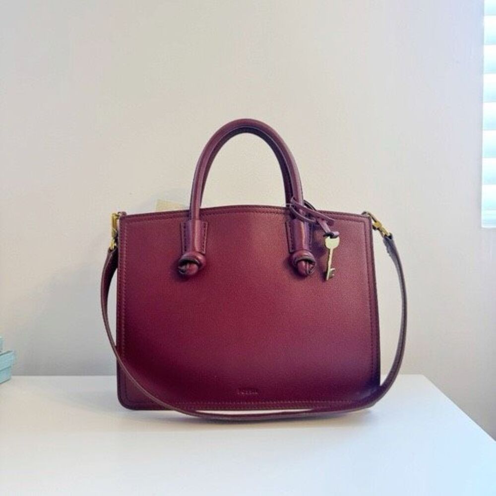 NWT Fossil Skylar Satchel Handbag Cabernet Leather